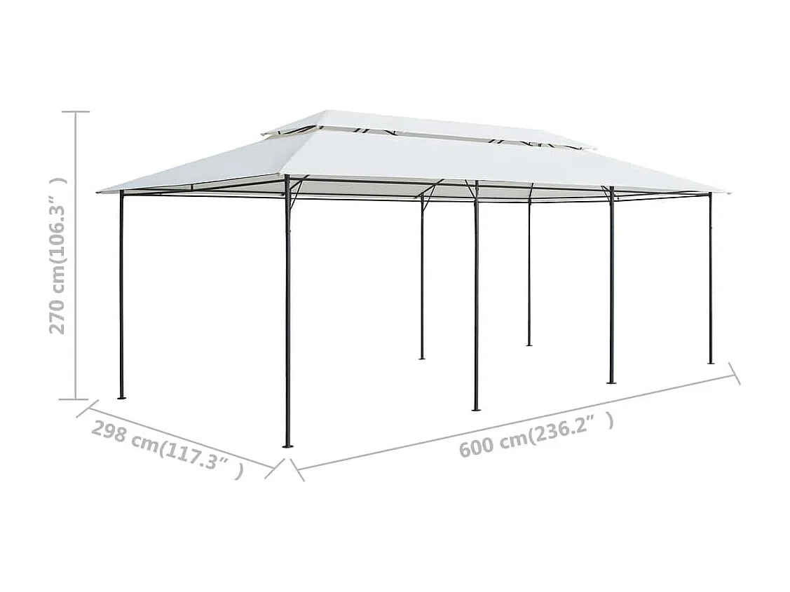 Gazebo 600x298x270 cm 180g/m² branco