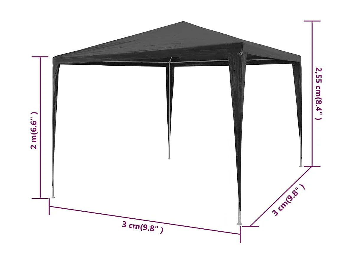 Carpa para fiestas PE gris antracita 3x3 m