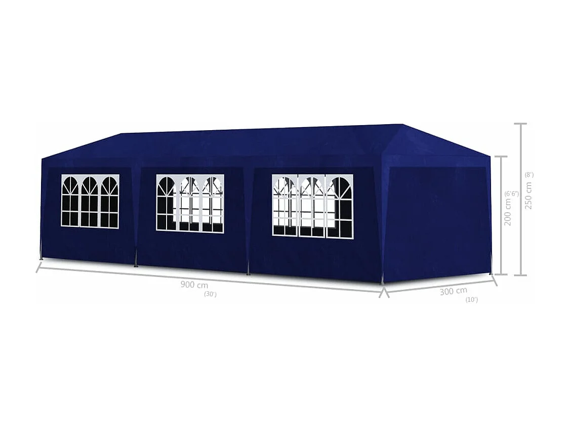 Tente de réception 3 x 9 m Bleu