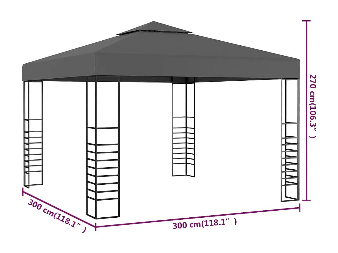 Gazebo da Giardino 3x3 m Antracite