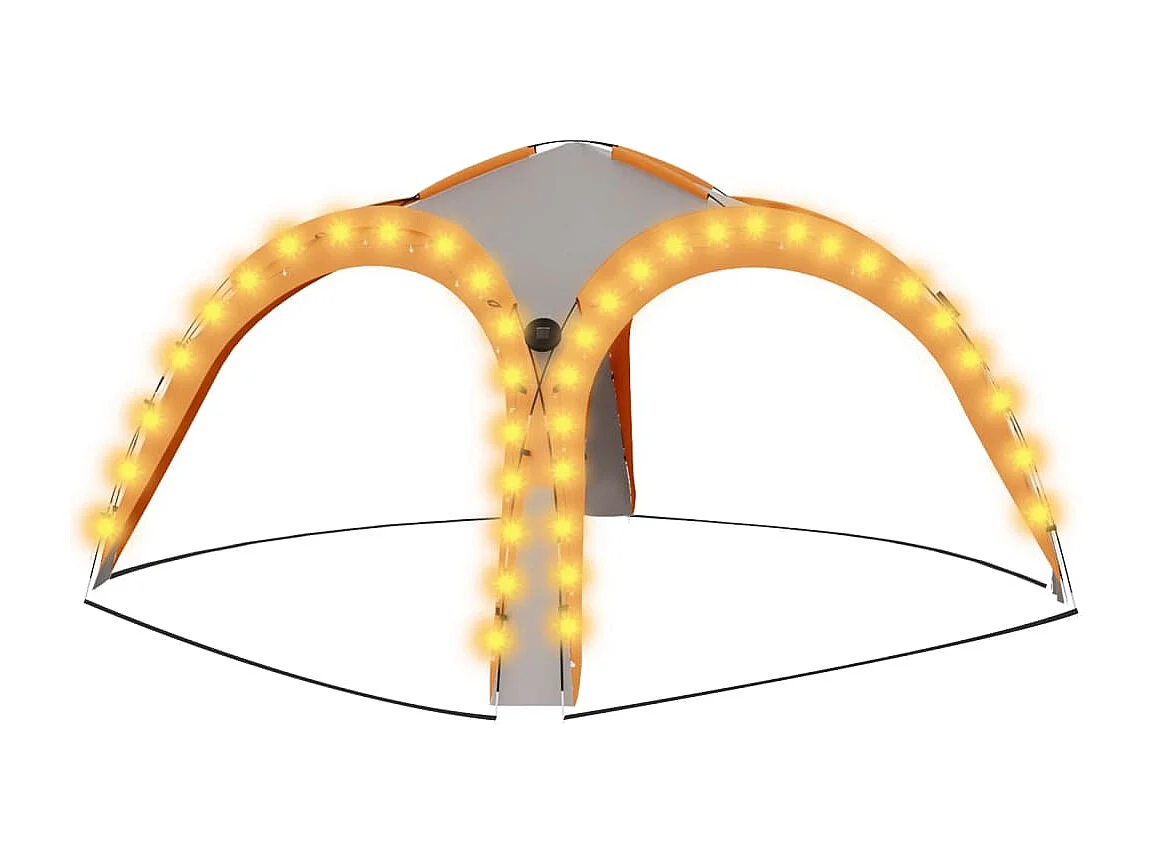 Partyzelt mit LED und 4 Seitenwänden 3,6x3,6x2,3 m Grau&Orange