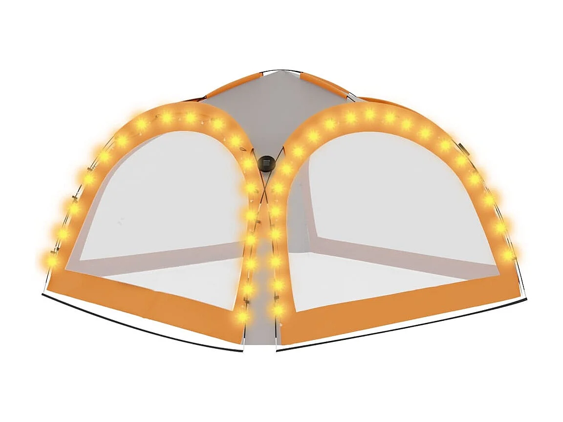 Partyzelt mit LED und 4 Seitenwänden 3,6x3,6x2,3 m Grau&Orange