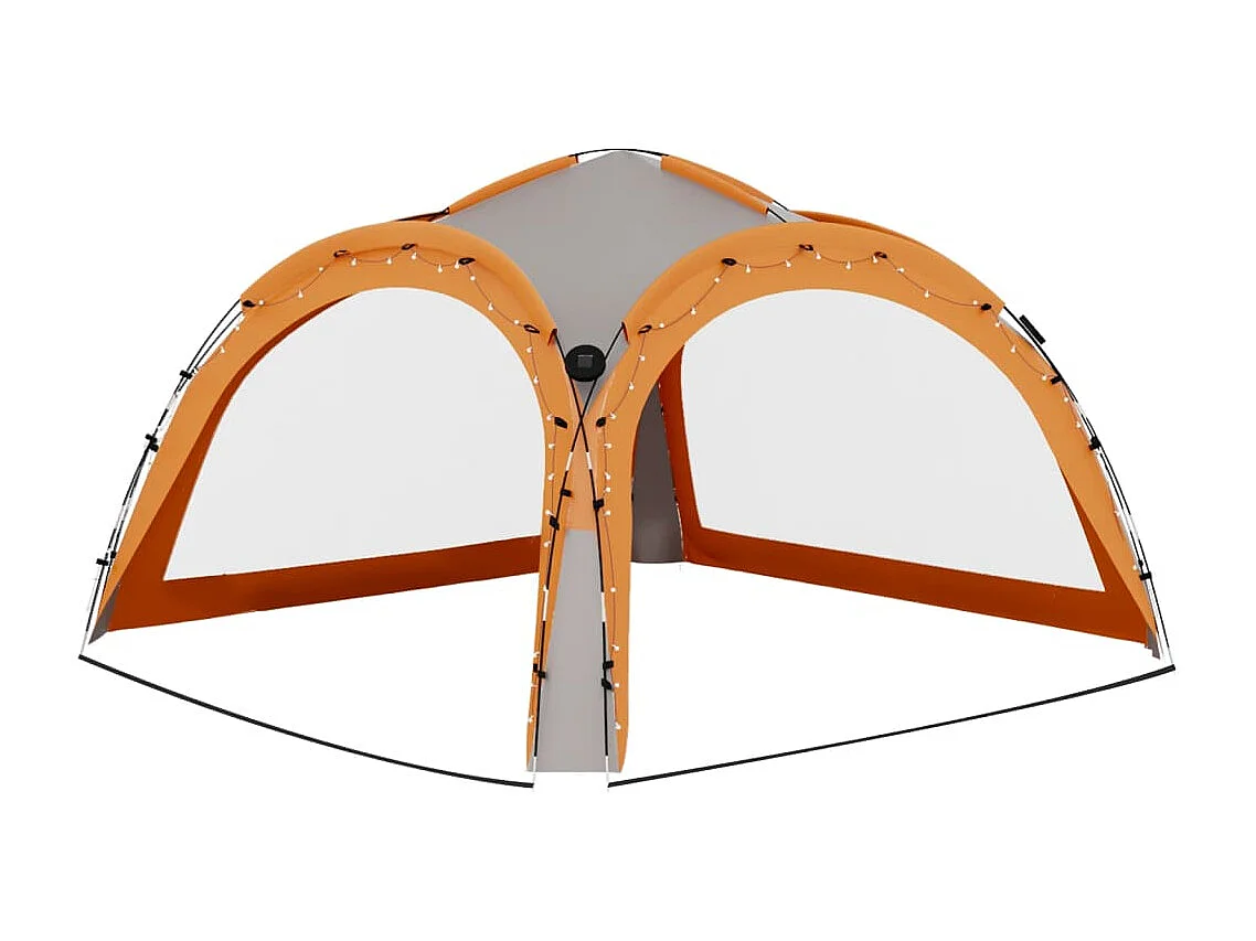 Partyzelt mit LED und 4 Seitenwänden 3,6x3,6x2,3 m Grau&Orange