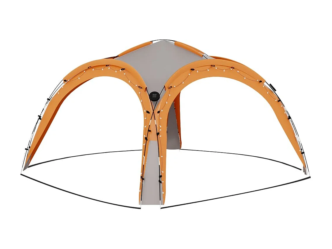 Partyzelt mit LED und 4 Seitenwänden 3,6x3,6x2,3 m Grau&Orange