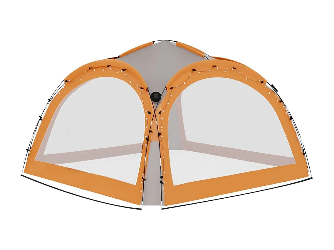 Partyzelt mit LED und 4 Seitenwänden 3,6x3,6x2,3 m Grau&Orange