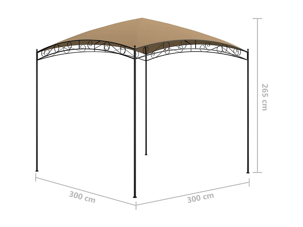 Gazebo 3x3x2,65 m 180 g/m² cinzento-acastanhado