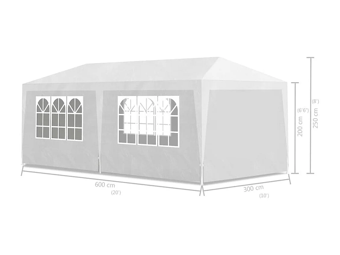 Tente de réception 3 x 6 m Blanc