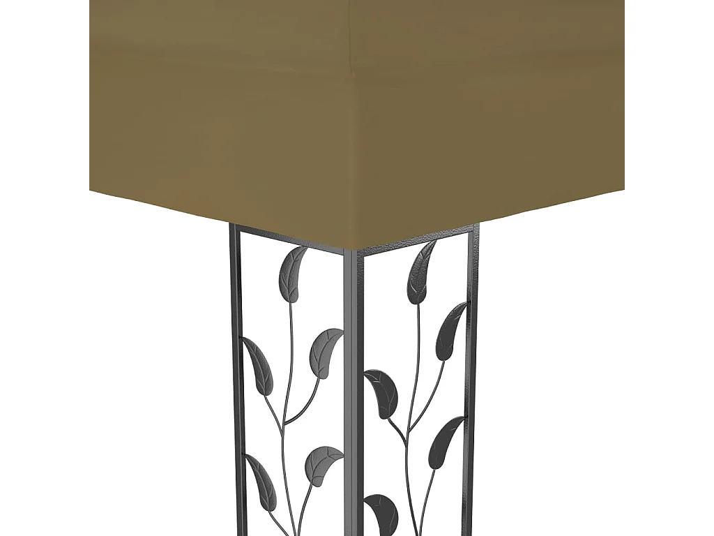 Pavillon mit Doppeldach & LED-Lichterkette 3x4 m Taupe