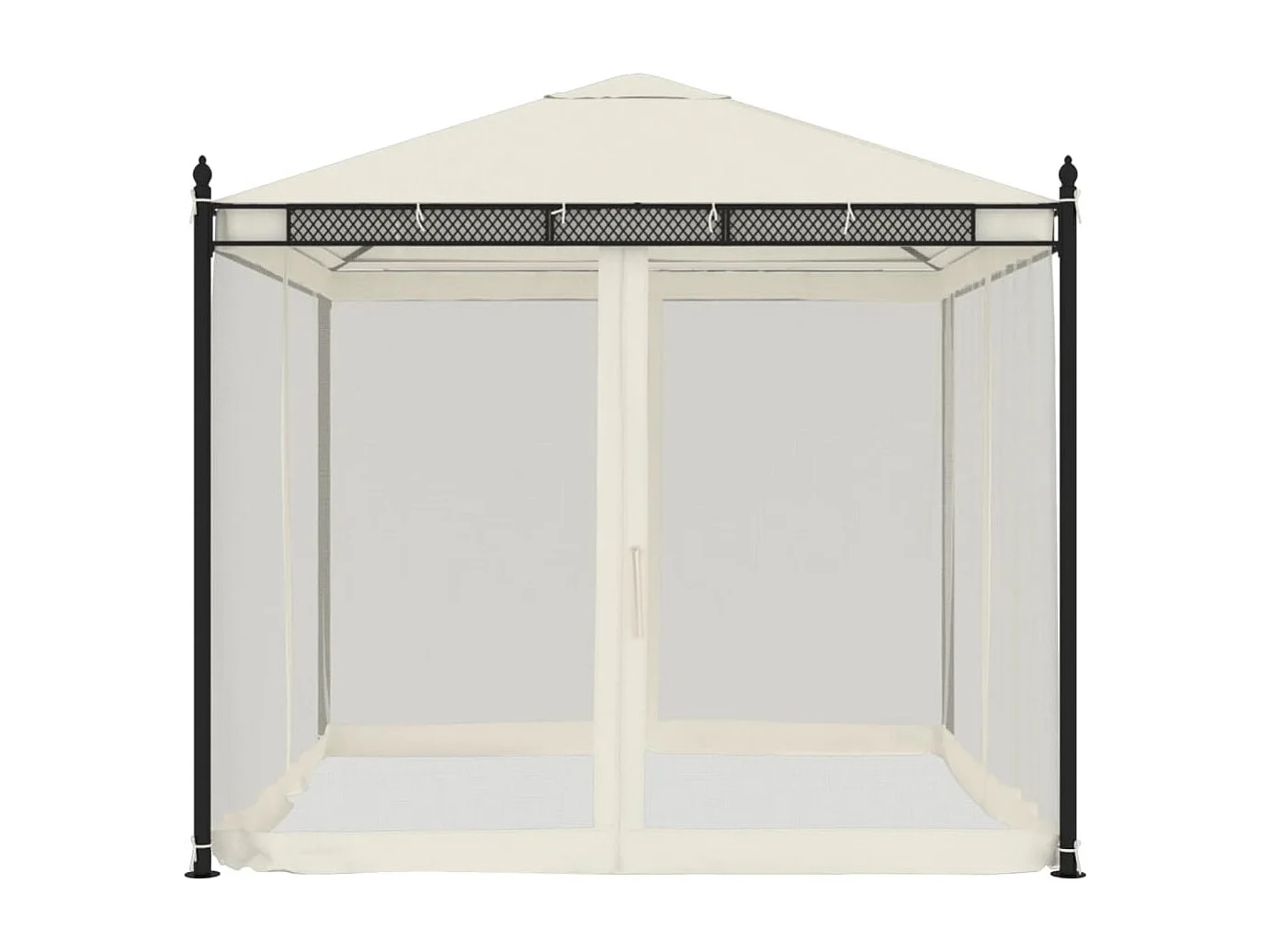 Tonnelle avec parois en filet crème 2,93x2,93 m acier