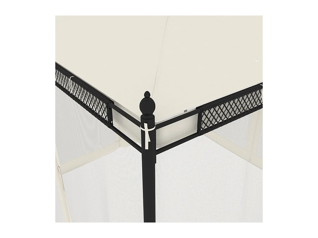 Tonnelle avec parois en filet crème 2,93x2,93 m acier