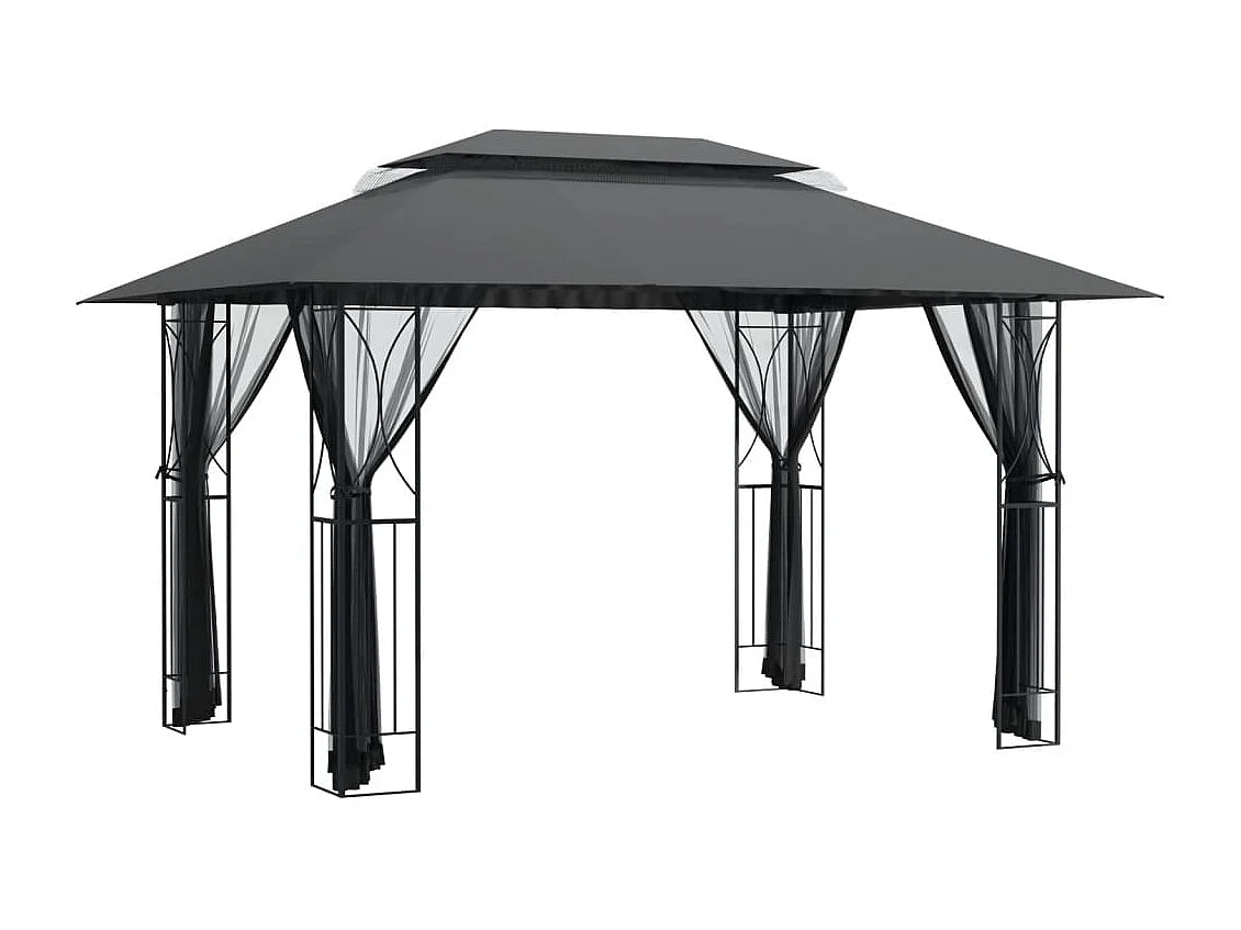 Gazebo con Pareti Laterali Antracite 400x300x270 cm Acciaio