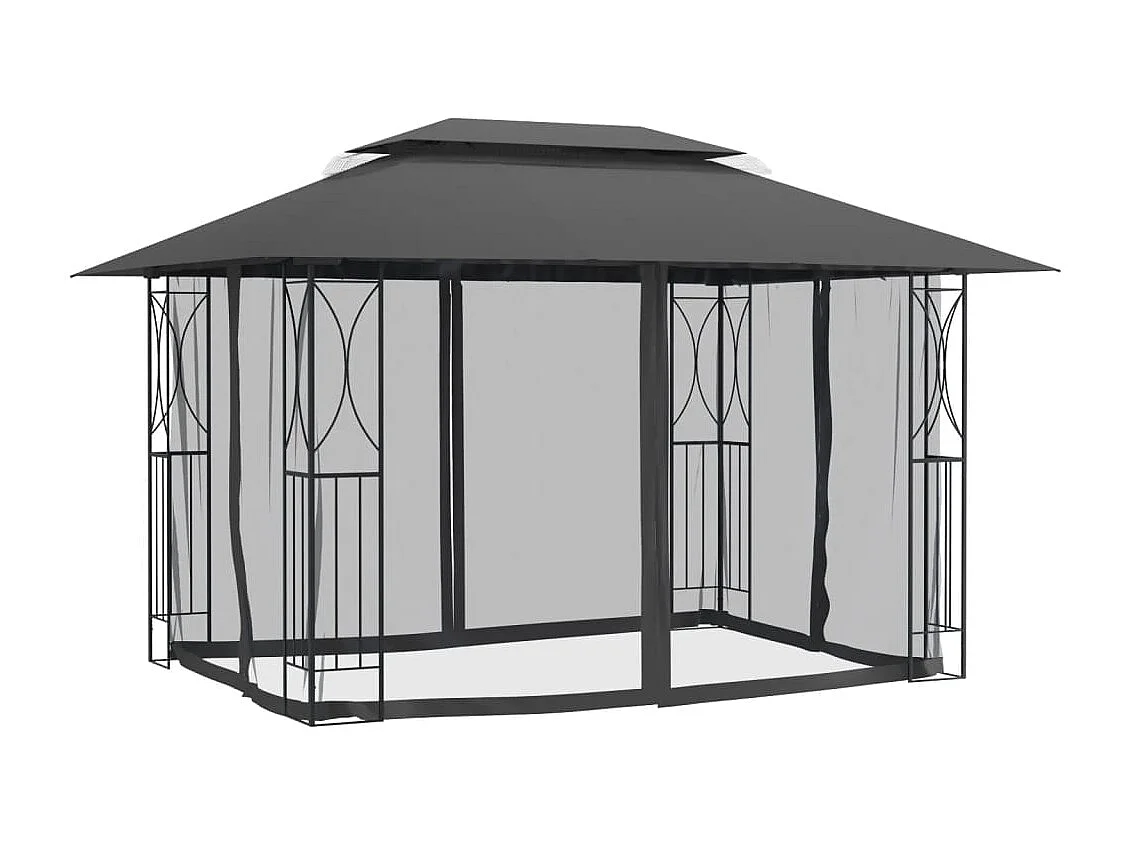 Gazebo con Pareti Laterali Antracite 400x300x270 cm Acciaio