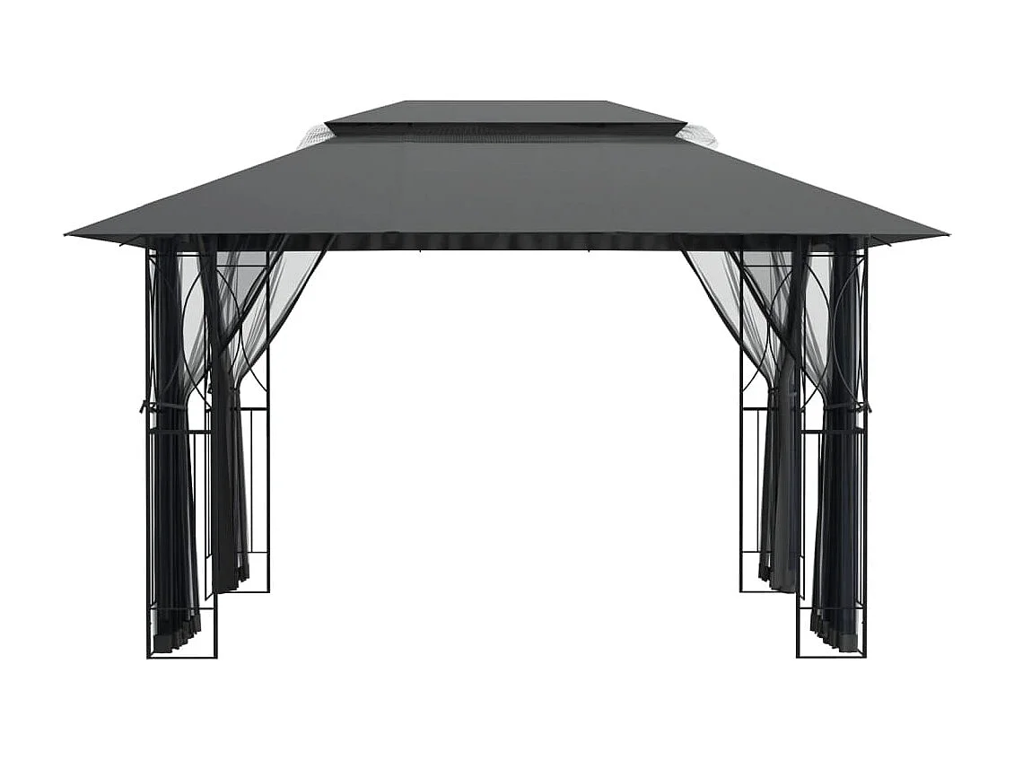Gazebo con Pareti Laterali Antracite 400x300x270 cm Acciaio