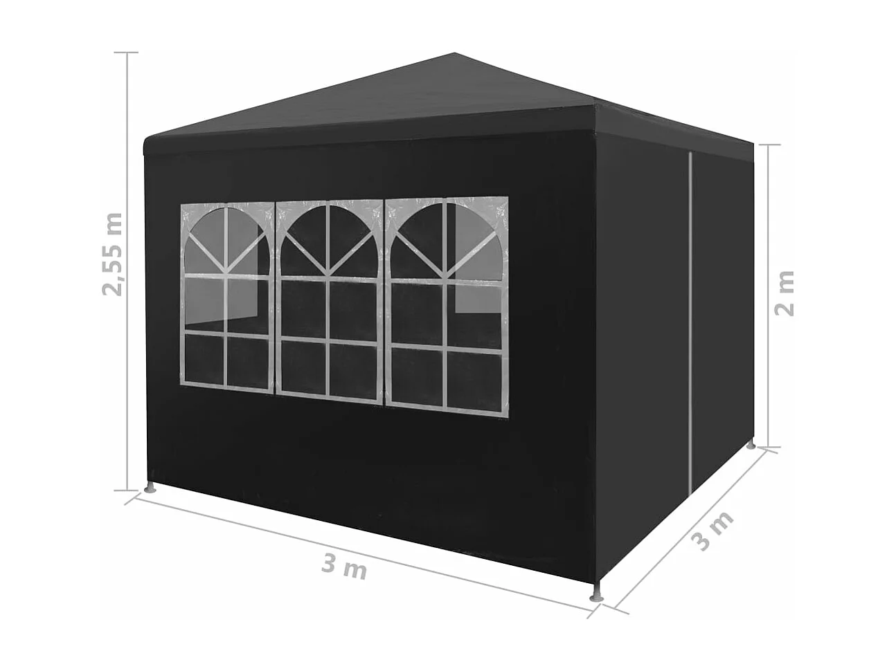 Tente de réception 3 x 3 m Anthracite
