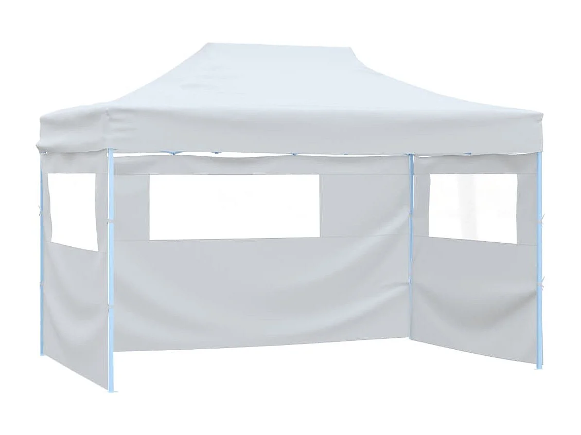 Tente de réception pliable avec 4 parois 3x4 m Acier Blanc