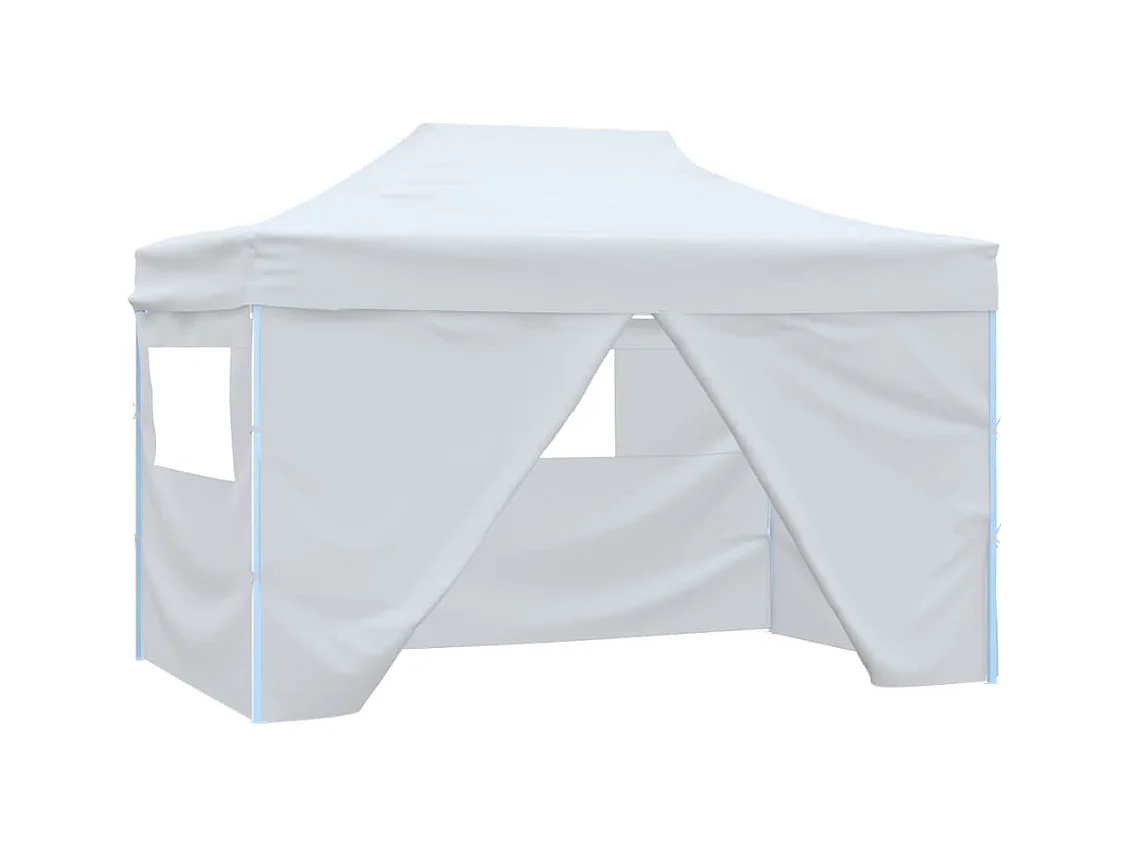 Tente de réception pliable avec 4 parois 3x4 m Acier Blanc