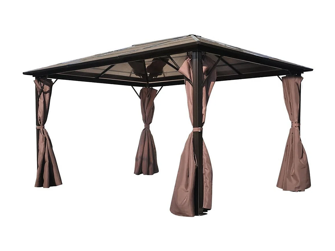 Belvédère avec rideau Marron Aluminium 400 x 300 cm