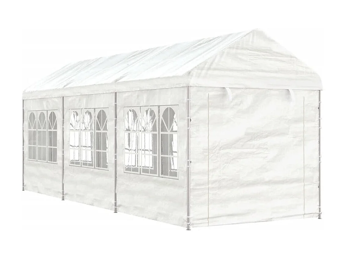 Gazebo com telhado 6,69x2,28x2,69 m polietileno branco