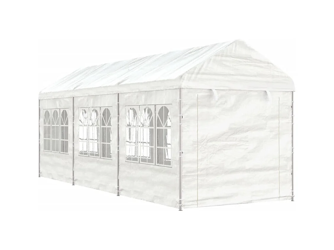 Prieel met dak 6,69x2,28x2,69 m polyetheen wit