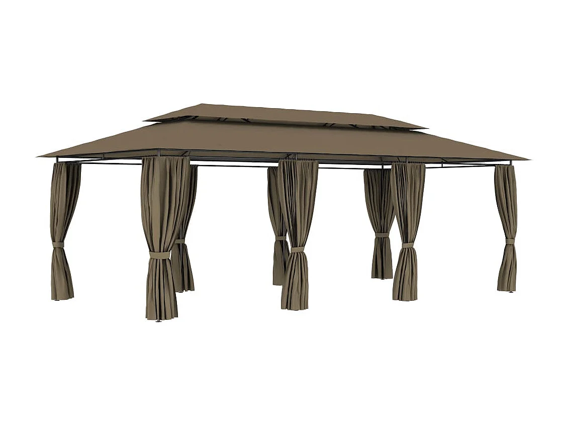 Belvédère avec rideaux 600x298x270 cm Taupe 180 g/m²