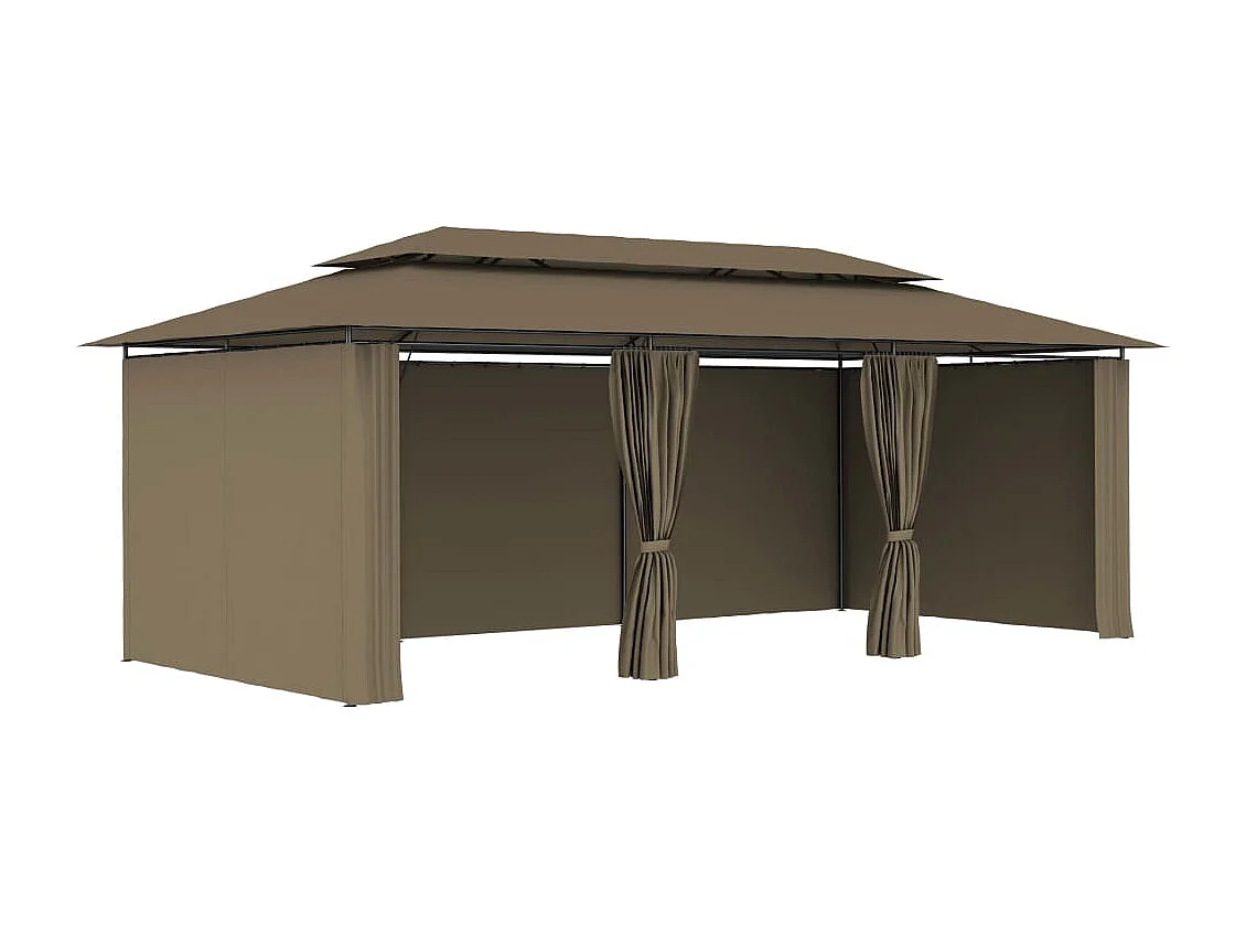 Belvédère avec rideaux 600x298x270 cm Taupe 180 g/m²