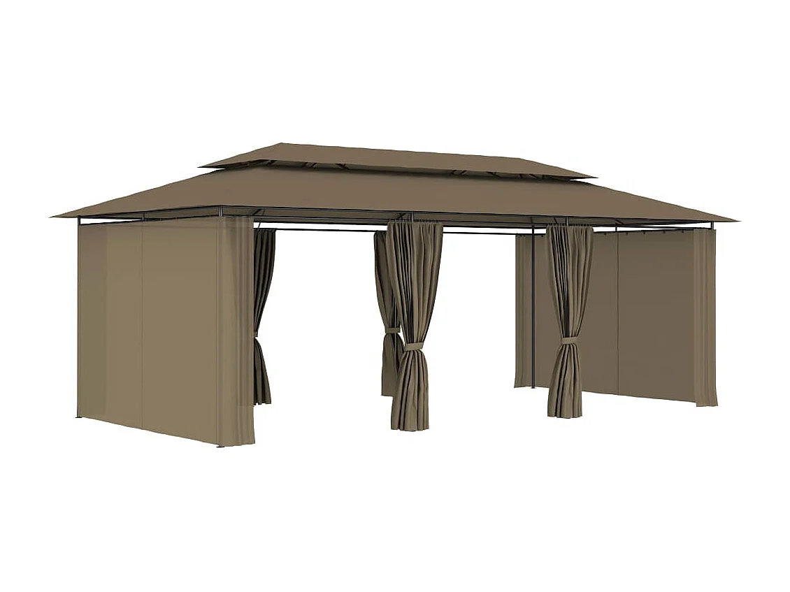 Belvédère avec rideaux 600x298x270 cm Taupe 180 g/m²