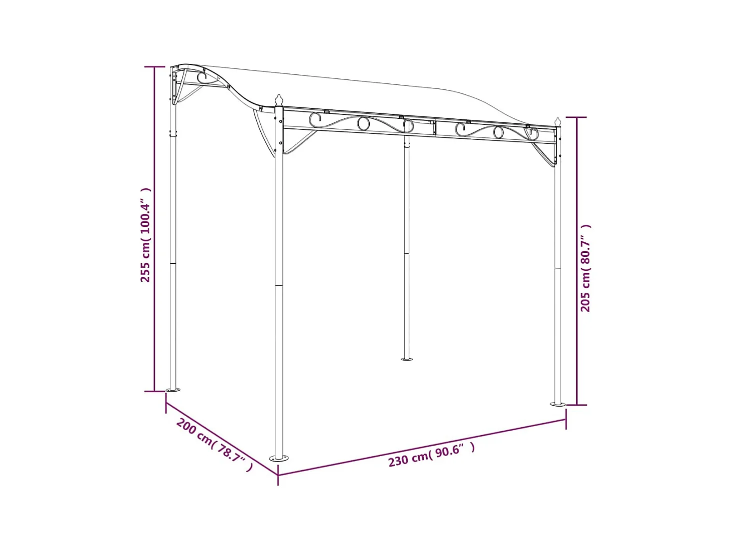 Tettoia Crema 2x2,3 m 180 g/m² Tessuto e Acciaio