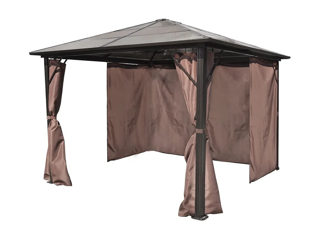 Gazebo con Tenda Marrone in Alluminio 300 x 300 cm