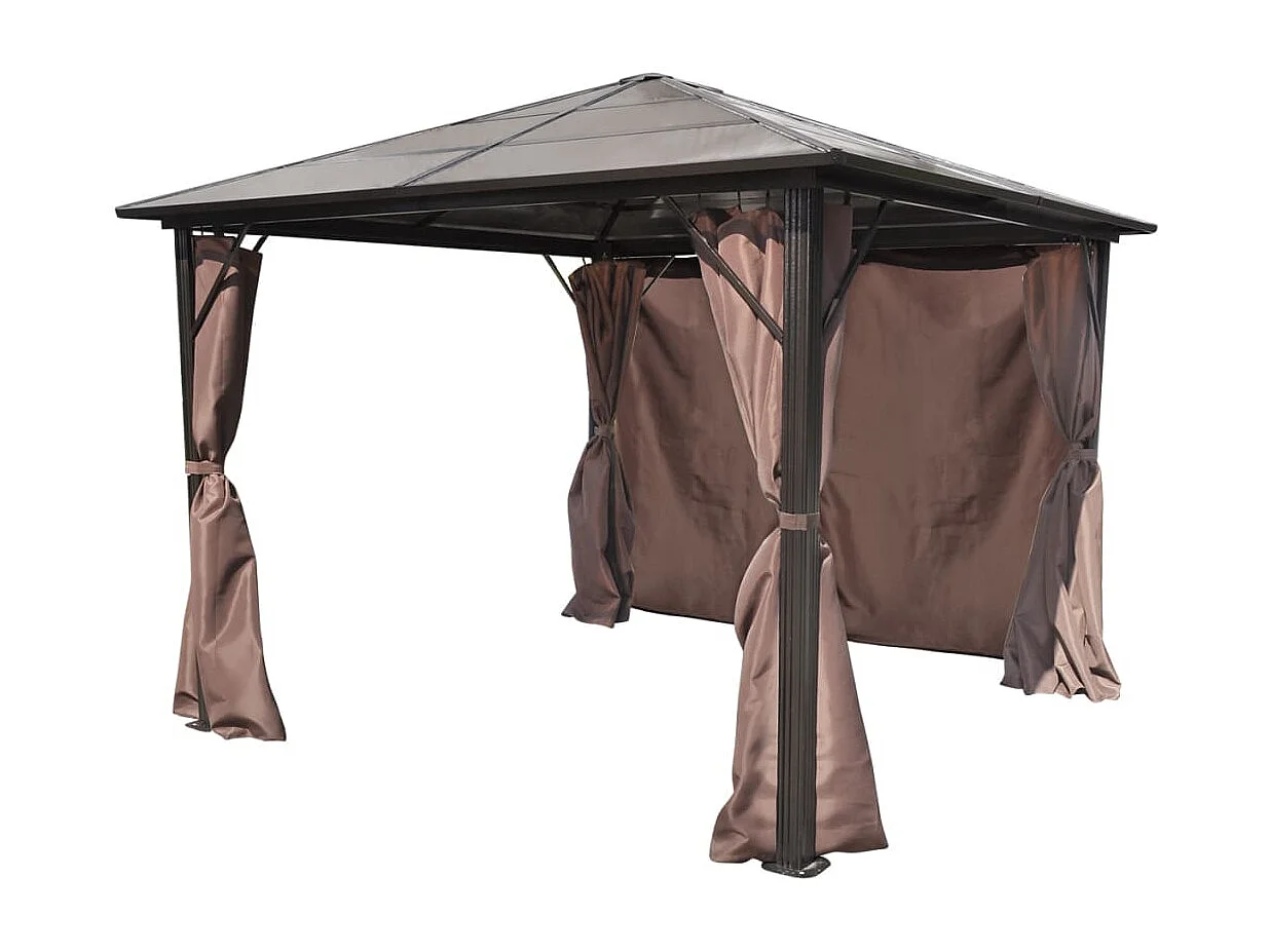 Gazebo con Tenda Marrone in Alluminio 300 x 300 cm