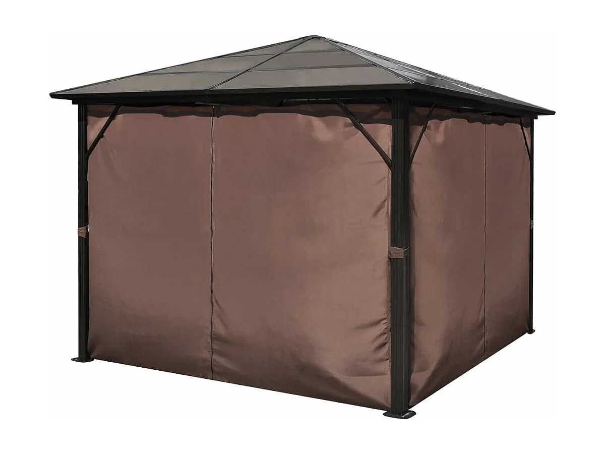 Gazebo con Tenda Marrone in Alluminio 300 x 300 cm