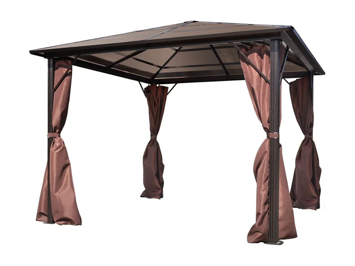 Belvédère avec rideau Marron Aluminium 300 x 300 cm