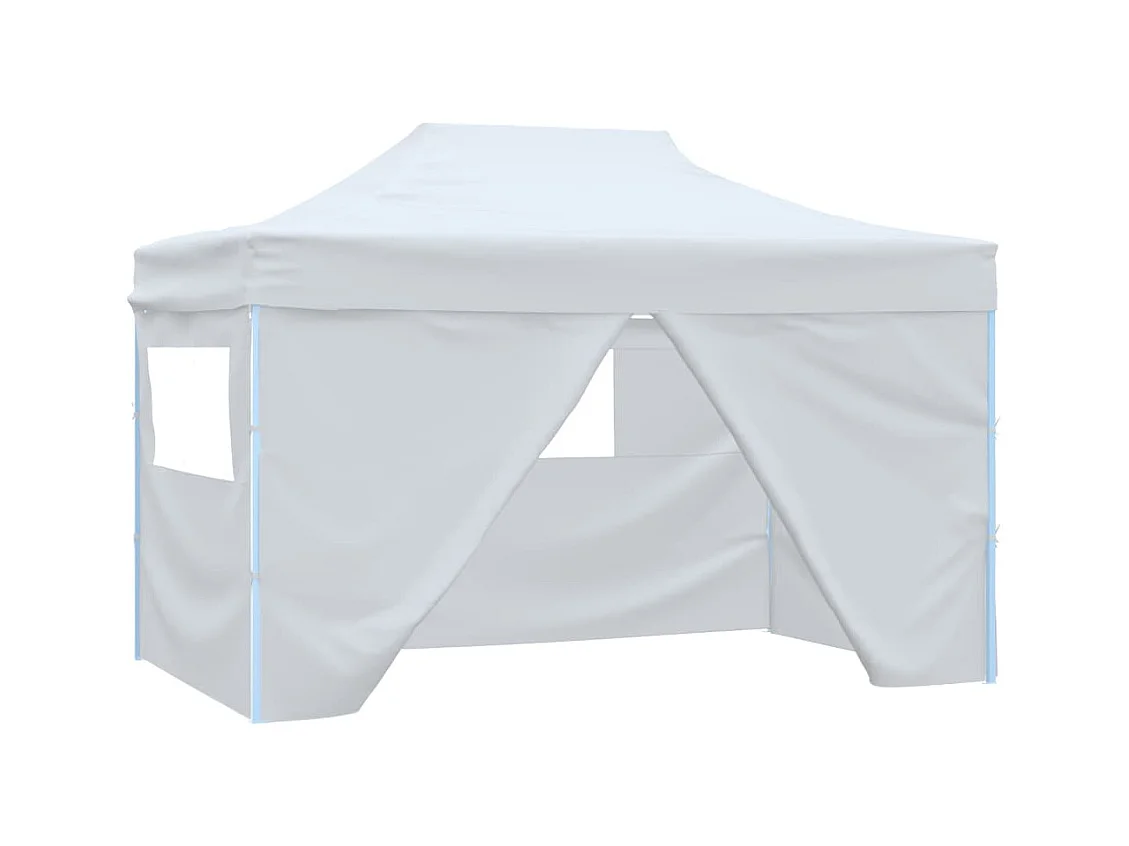 Tente pliable de réception avec 4 parois 3 x 4,5 m Blanc