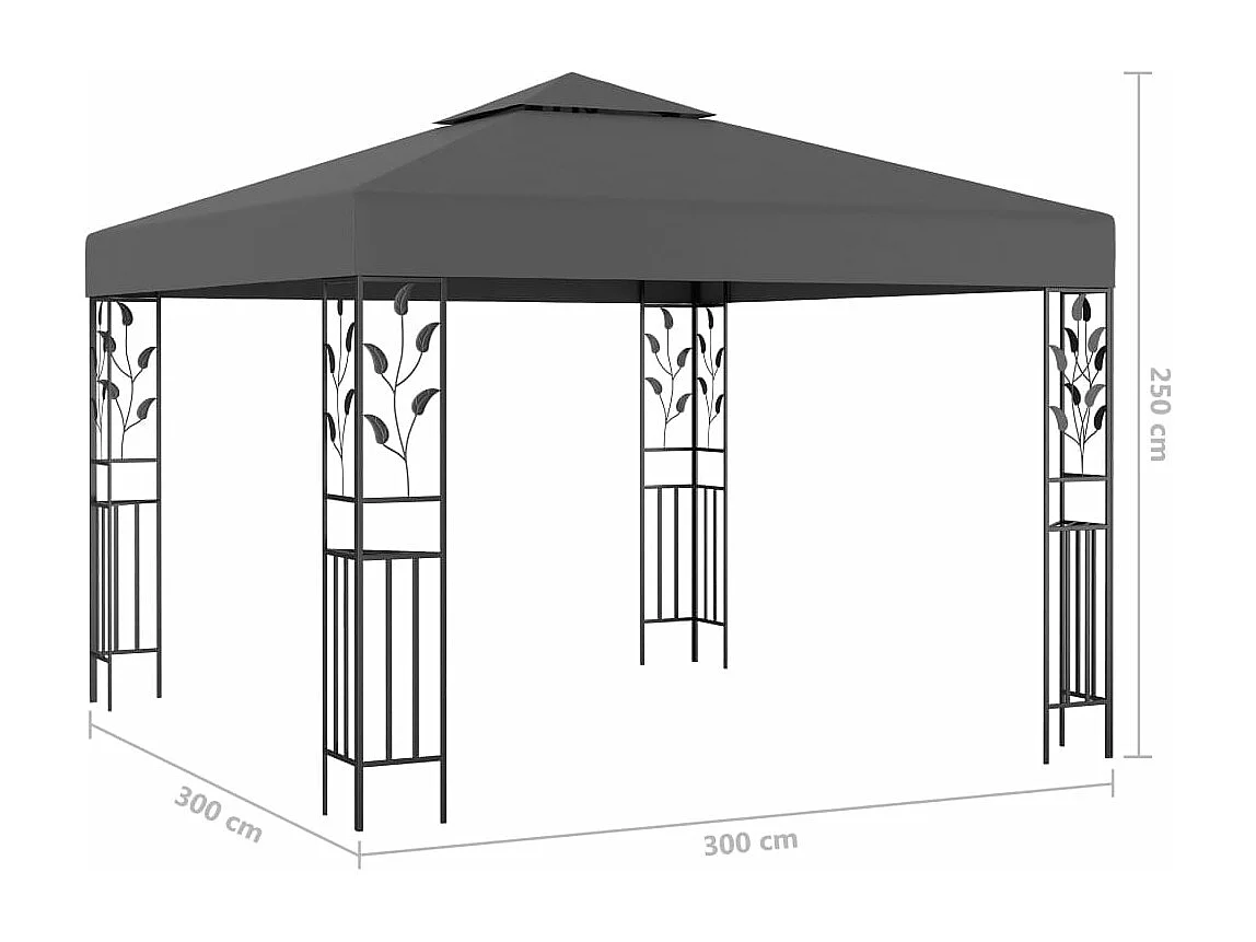 Tonnelle avec guirlande lumineuse à LED 3x3 m Anthracite