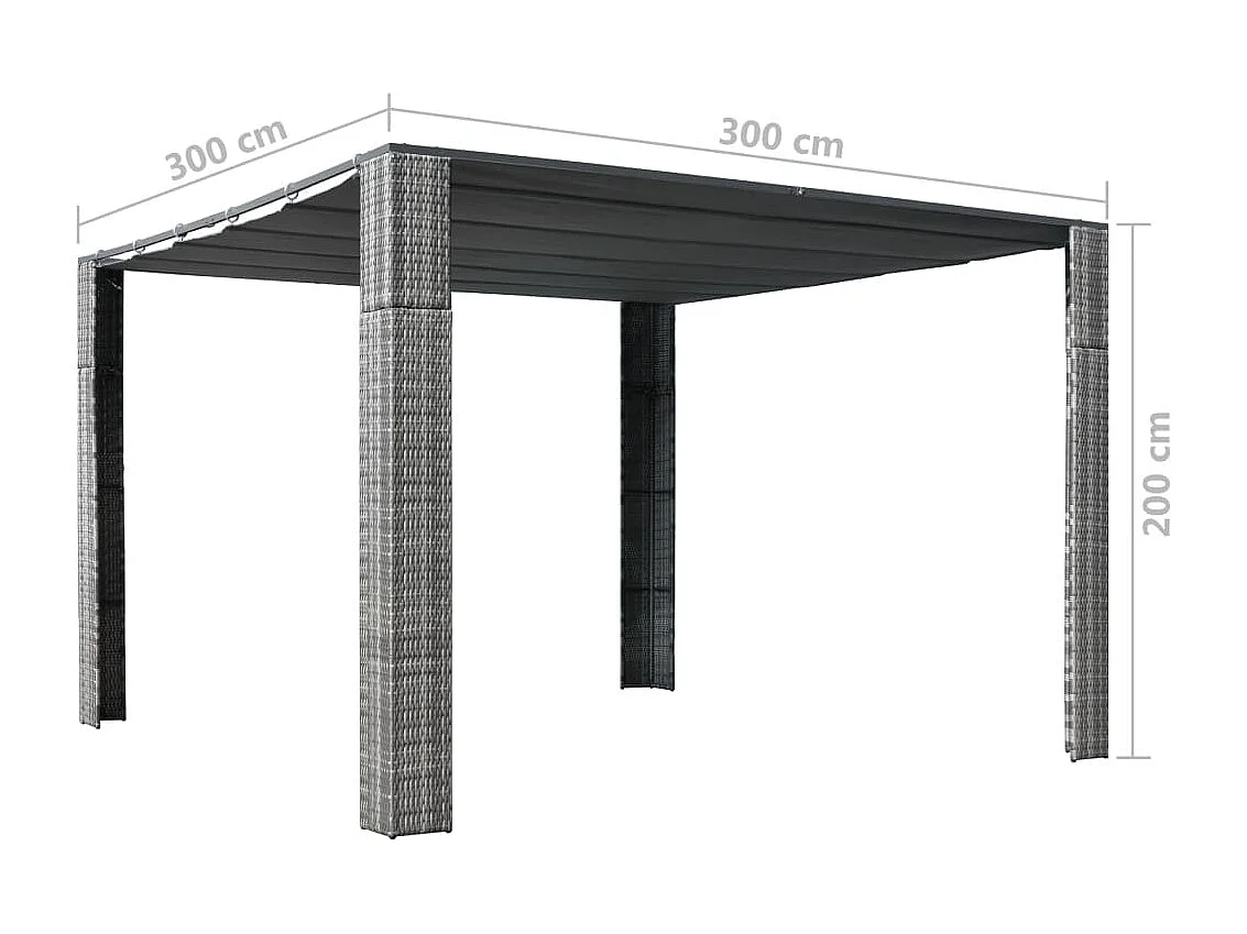 Tonnelle et toit Résine tressée 300x300x200cm Gris / anthracite