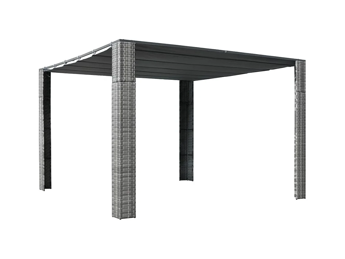 Cenador techo ratán sintético 300x300x200 cm gris y antracita