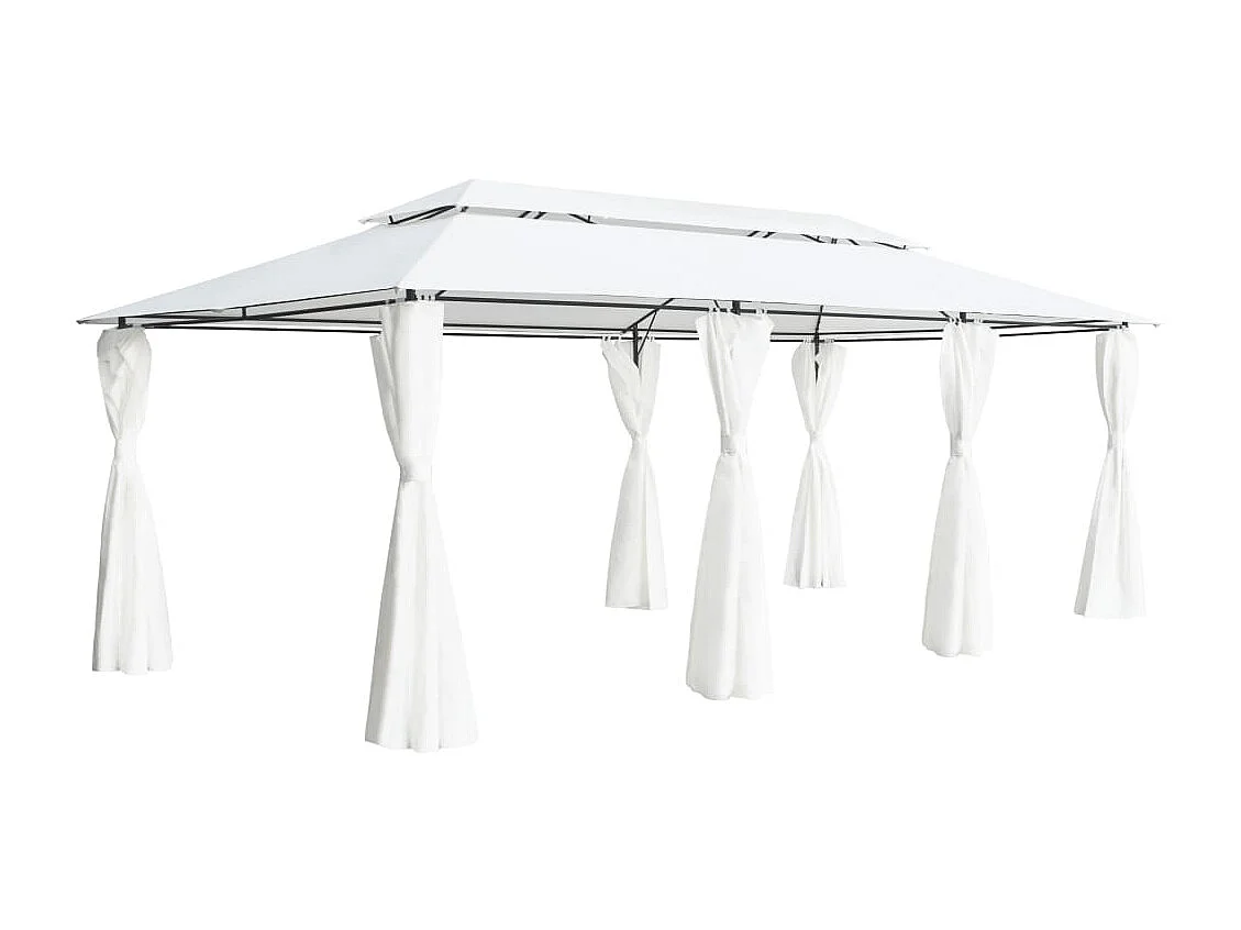 Belvédère avec rideaux 600x298x270 cm Blanc 180 g/m²
