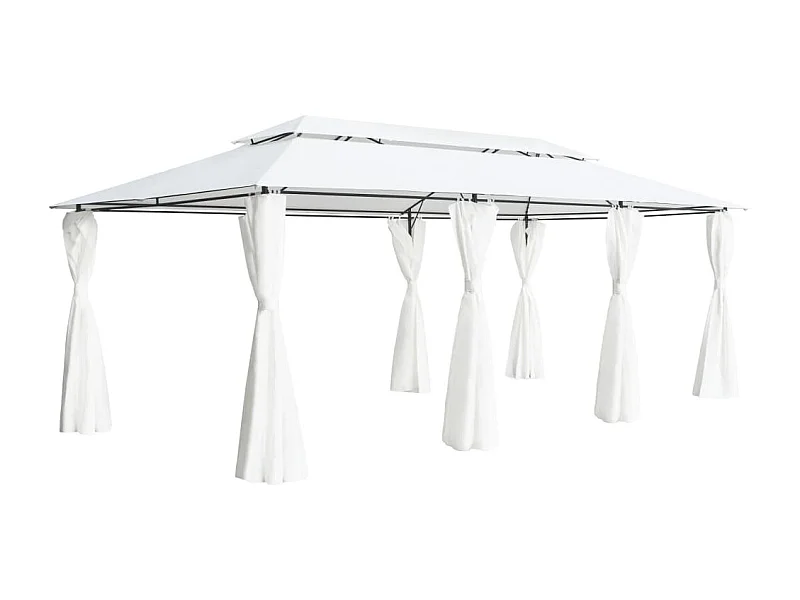 Belvédère avec rideaux 600x298x270 cm Blanc 180 g/m²