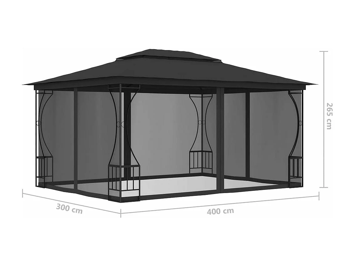 Tonnelle avec moustiquaire 300x400x265 cm Anthracite