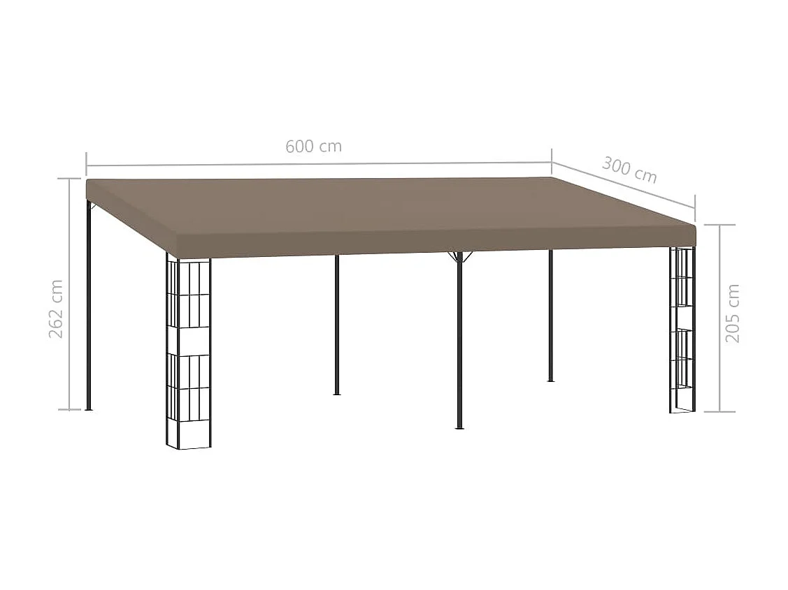 Wand-Pavillon 6x3 m Taupe Stoff