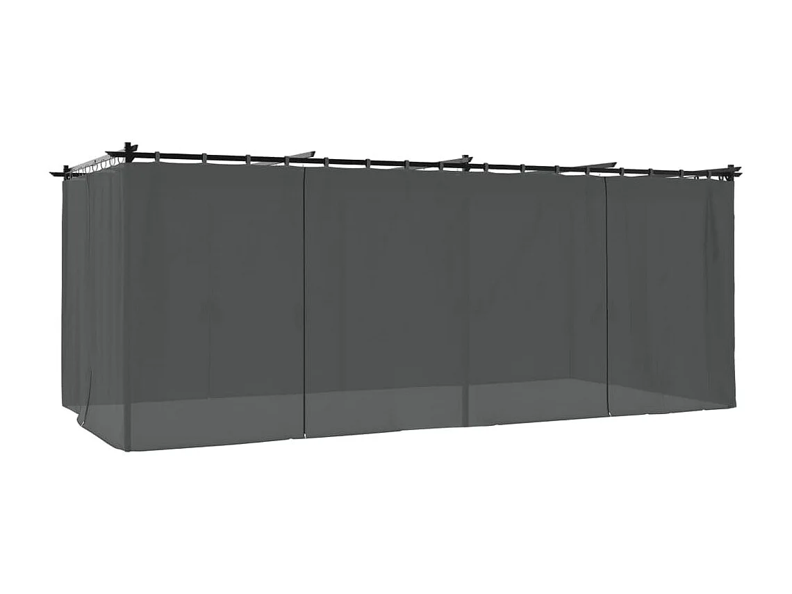 Tonnelle avec rideaux anthracite 6x3 m acier