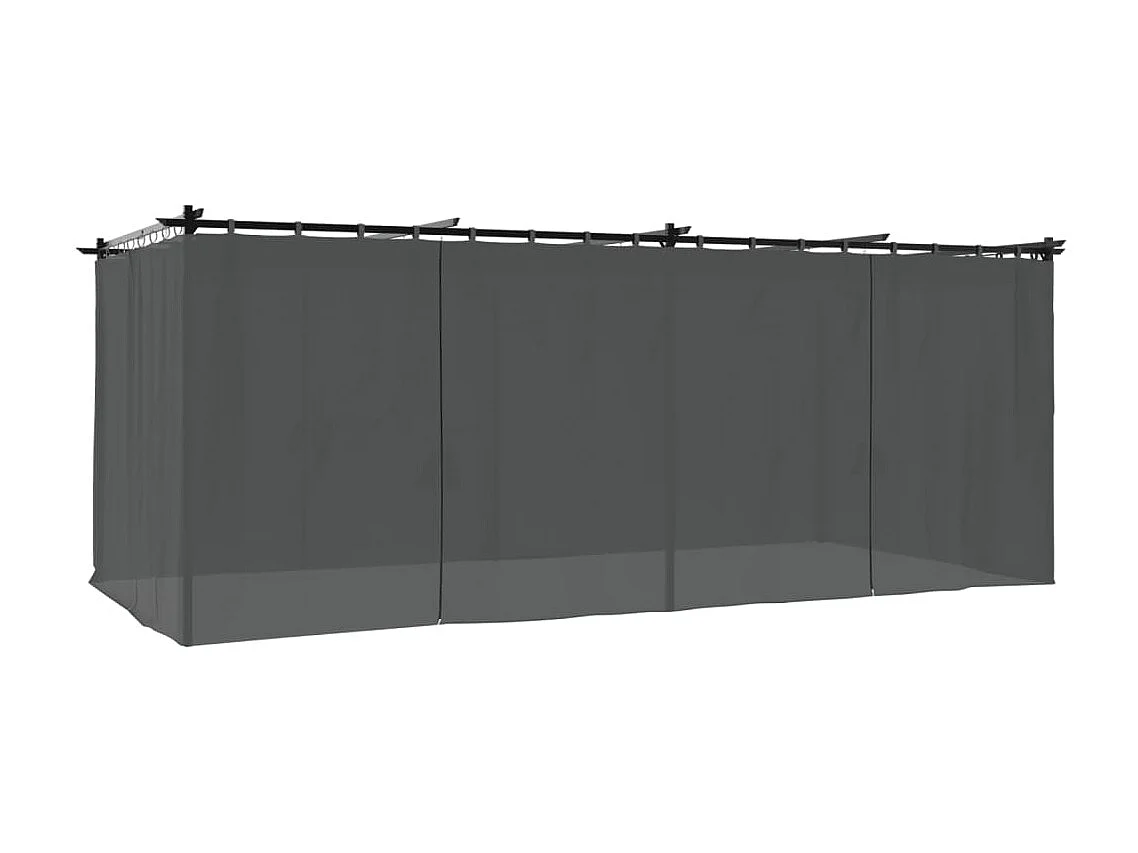 Tonnelle avec rideaux anthracite 6x3 m acier
