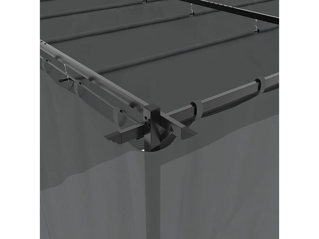 Tonnelle avec rideaux anthracite 6x3 m acier