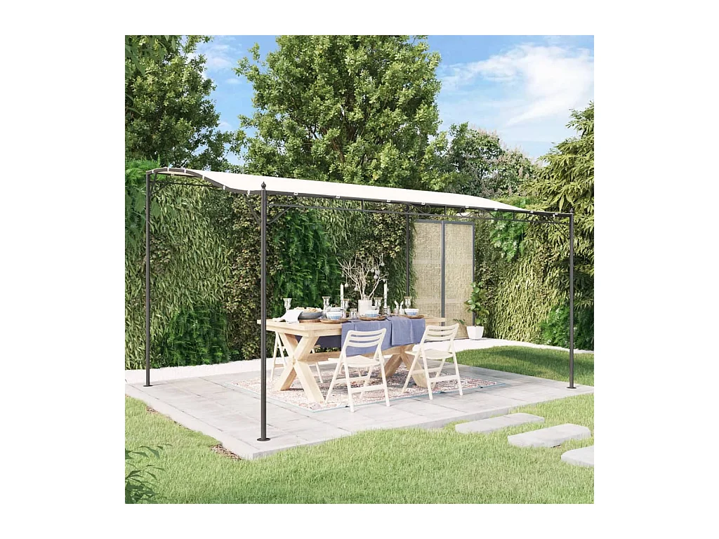 Auvent crème 4x3 m 180 g/m² tissu et acier