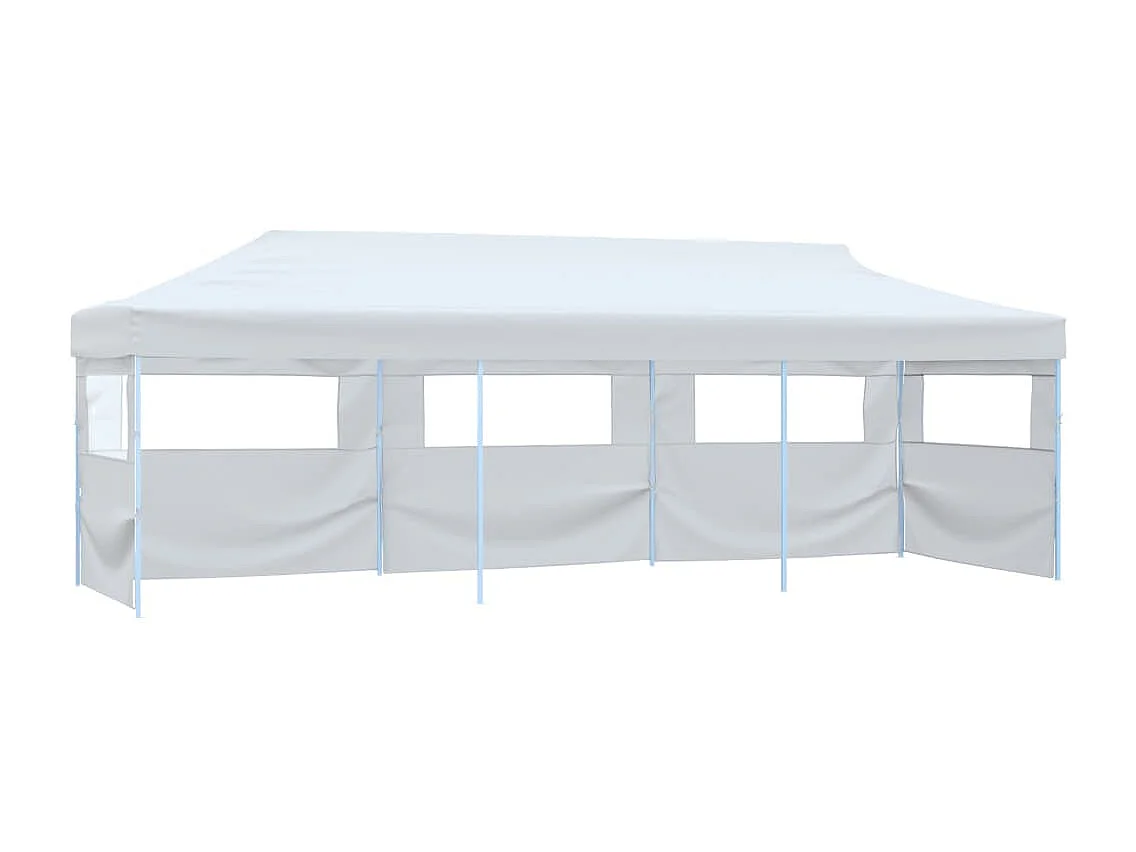 Tenda Pieghevole Pop-Up con 5 Pareti Laterali 3x9 m Bianca