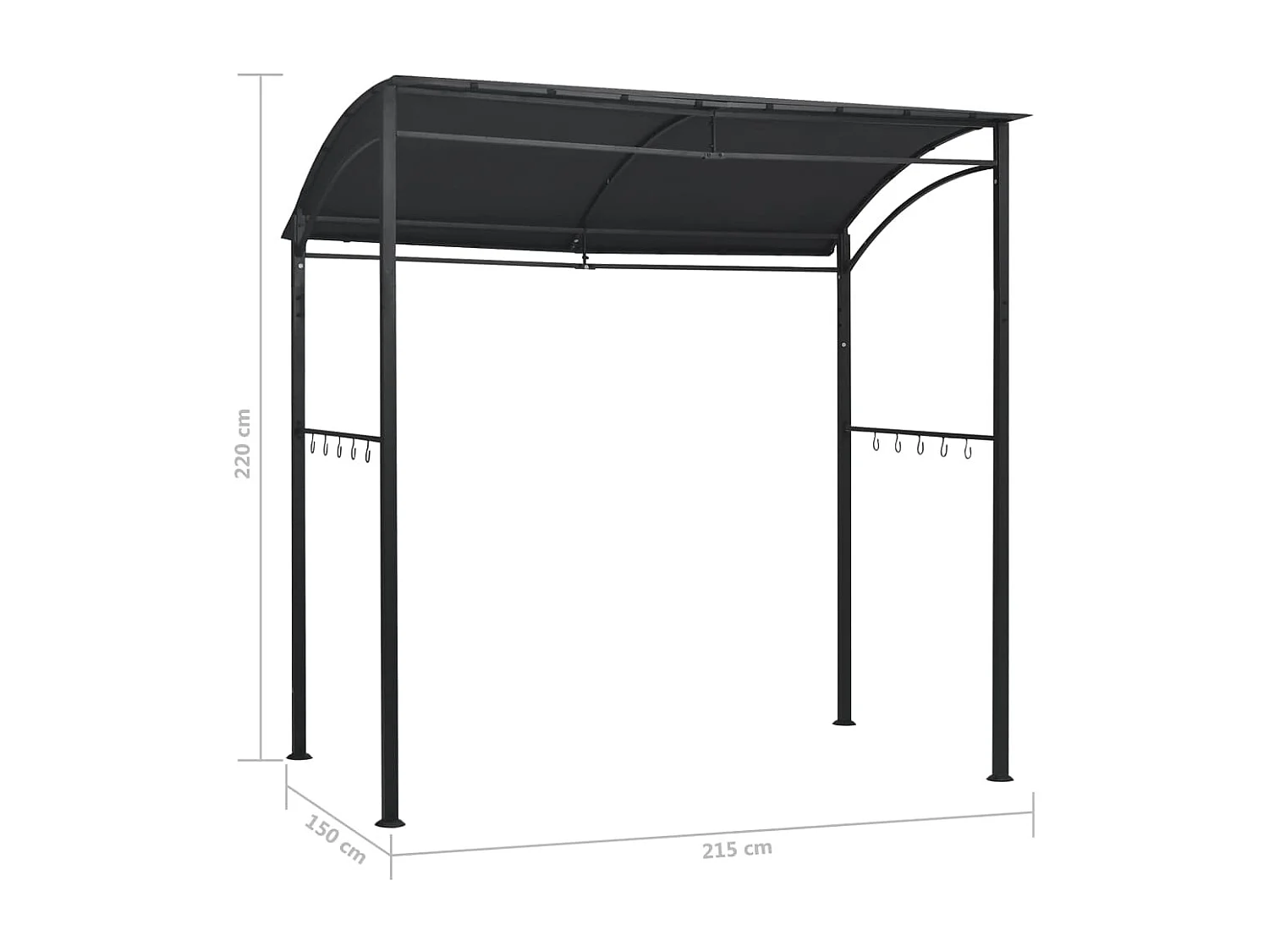 Belvédère de barbecue 215x150x220 cm Anthracite Acier