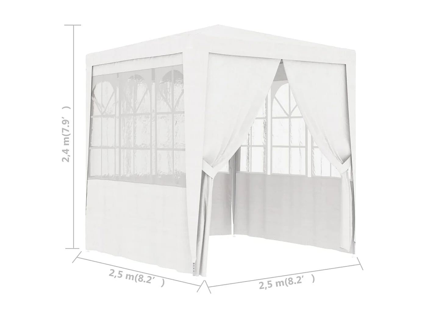 Tente de réception avec parois latérales 2,5x2,5m Blanc 90 g/m²