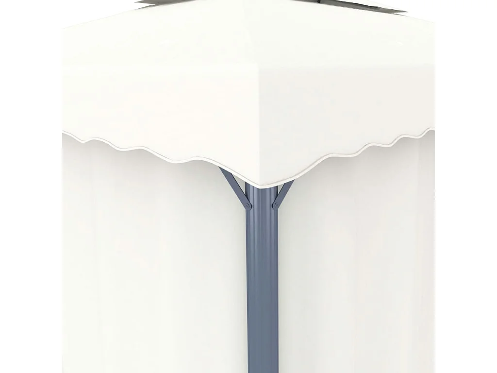 Cenador con cortina y tira de luces LED aluminio crema 3x3 m