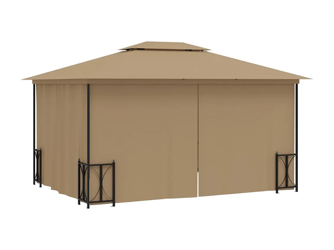 Tonnelle avec parois et toit double 3x4 m Taupe