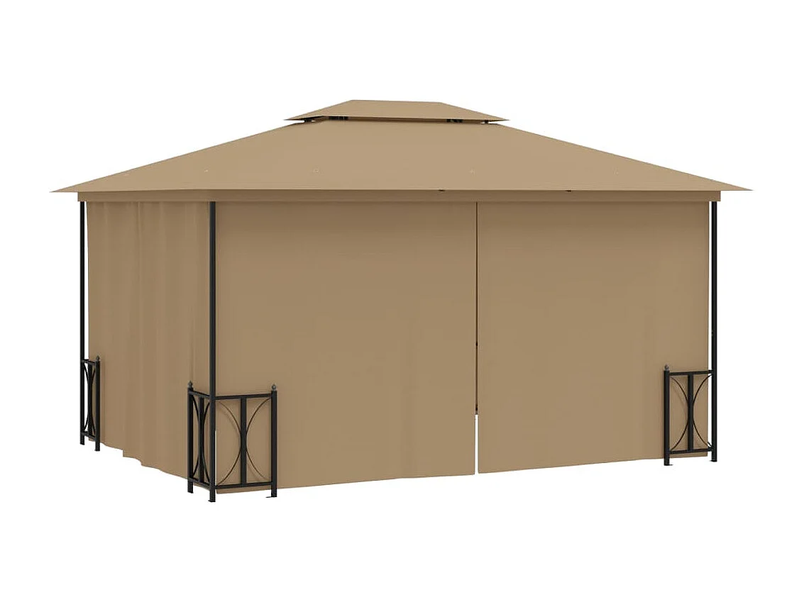 Tonnelle avec parois et toit double 3x4 m Taupe