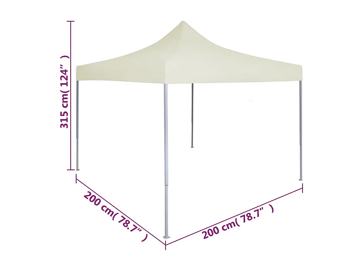 Gazebo Professionale Pieghevole 2x2 m in Acciaio Crema